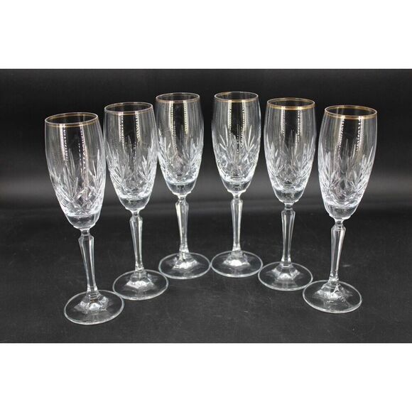 VTG Schott Zwiesel Crystal CHANTILLY GOLD Champagne Flute 9" Set of 6 - Picture 1 of 15